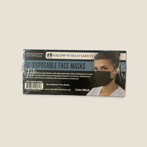 Salon World Safety Disposable Face Mask Black - Box of 50